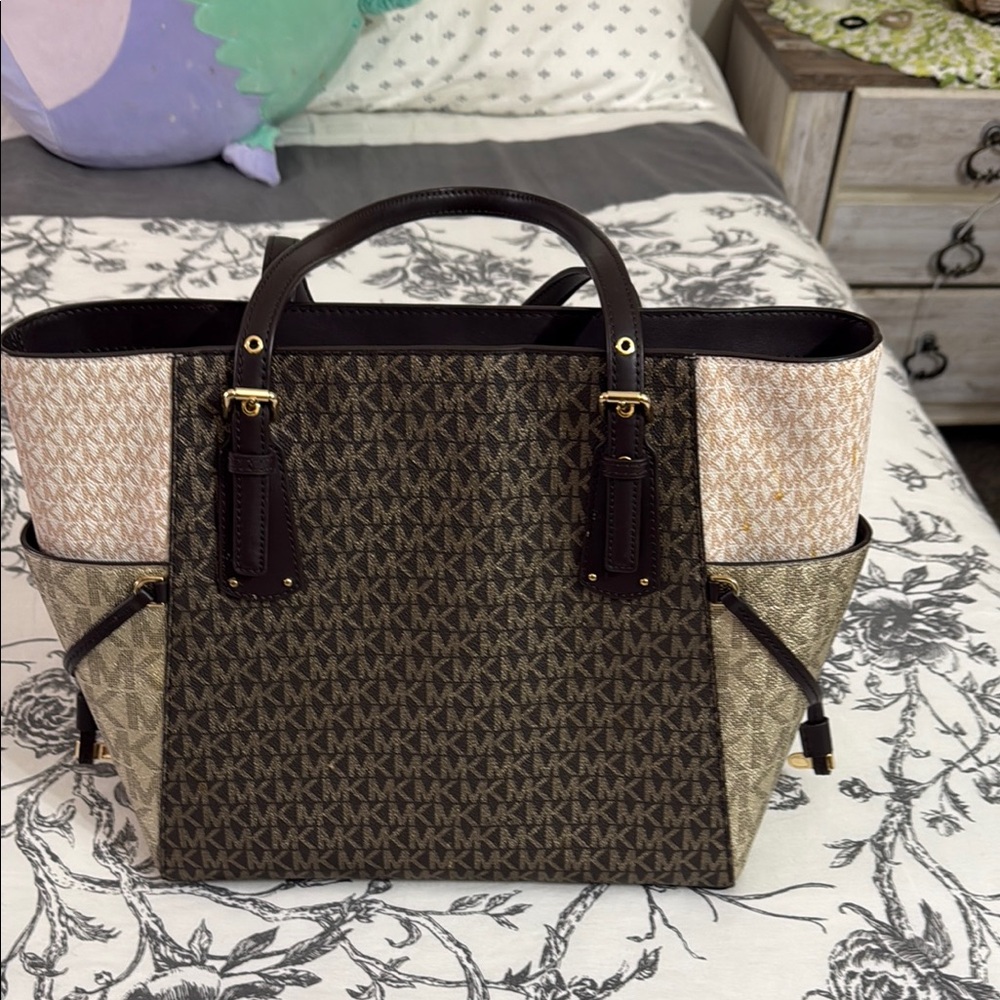 Michael Kors Brown and Tan Signature Tote Bag